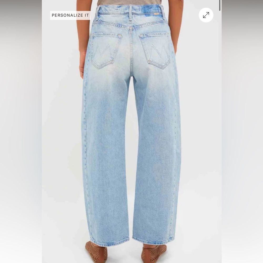 NWT MOTHER The Full Pipe Flood Light Blue High Rise Barrel Jeans